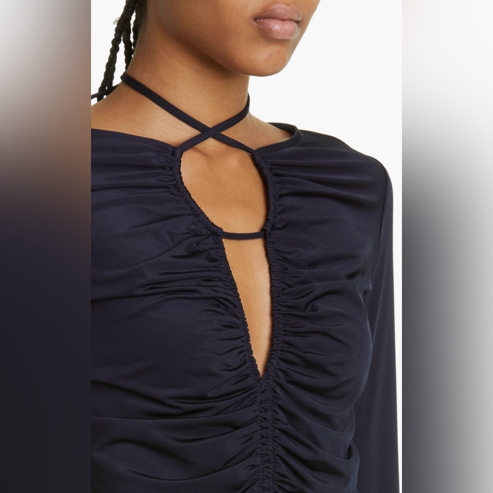 Veronica Beard Roque Ruched Tie  Back Top, Size 6 - Picture 3 of 12